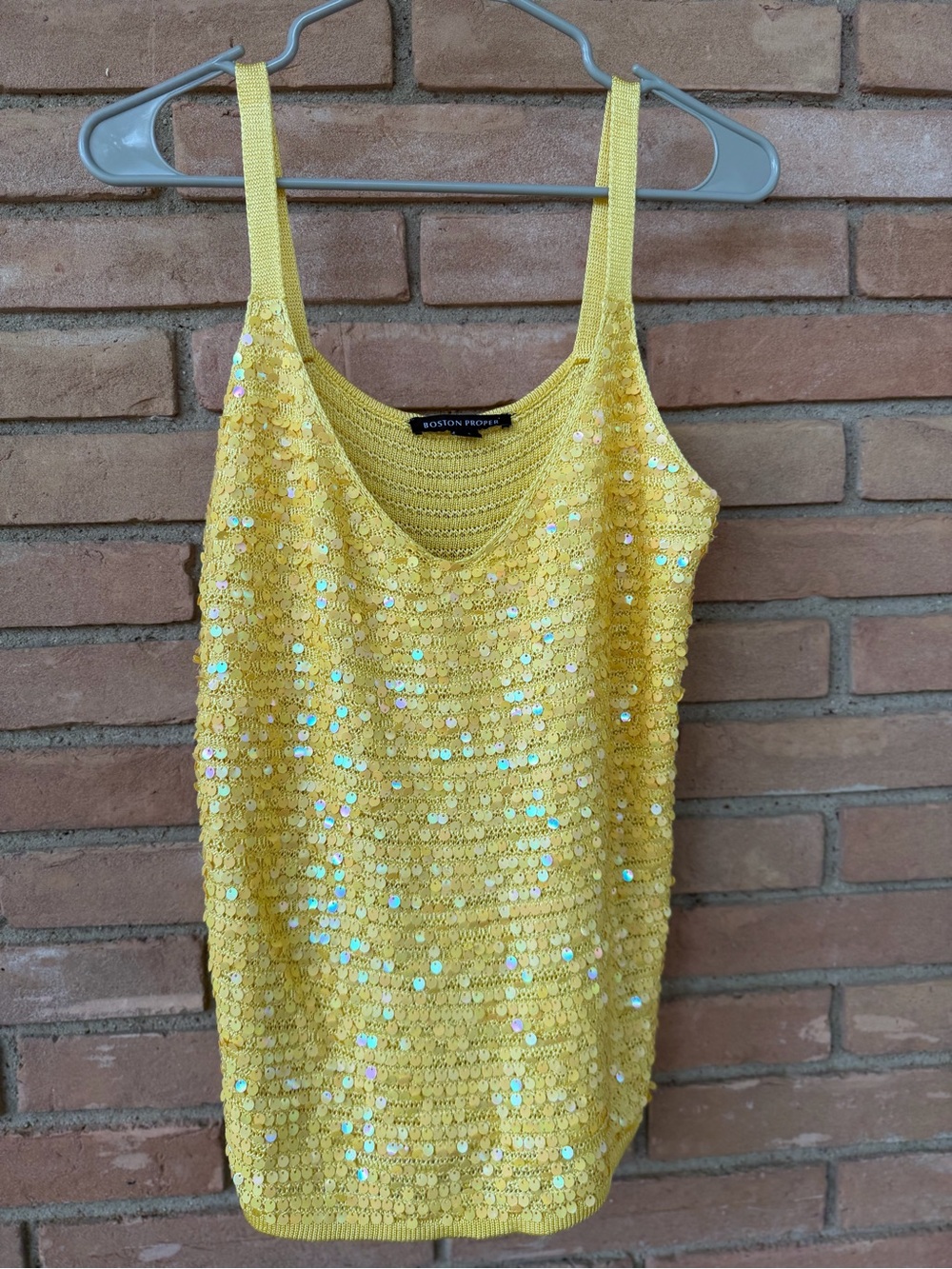 Boston Proper Yellow Sequin Knit Camisole